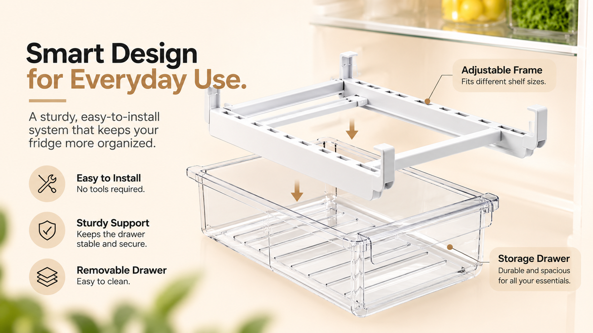 Betterlys™ SlideFridge — Expandable Fridge Organizer Drawer