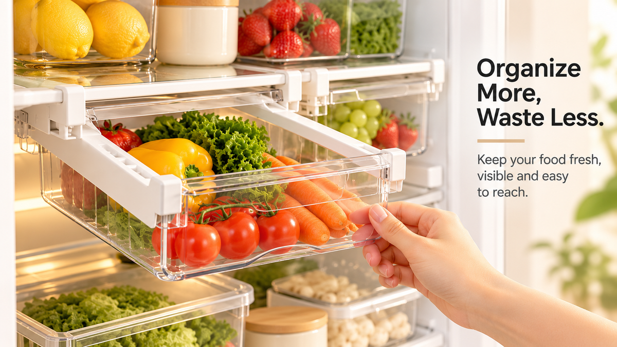 Betterlys™ SlideFridge — Expandable Fridge Organizer Drawer