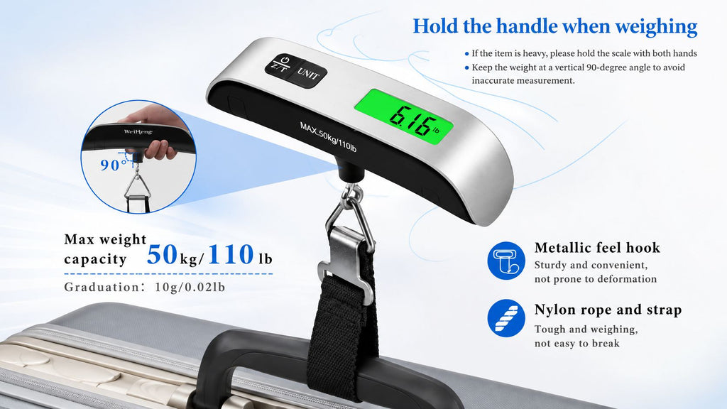 Betterlys™ Digital Luggage Scale – Portable 110 lb / 50 kg Travel Scale