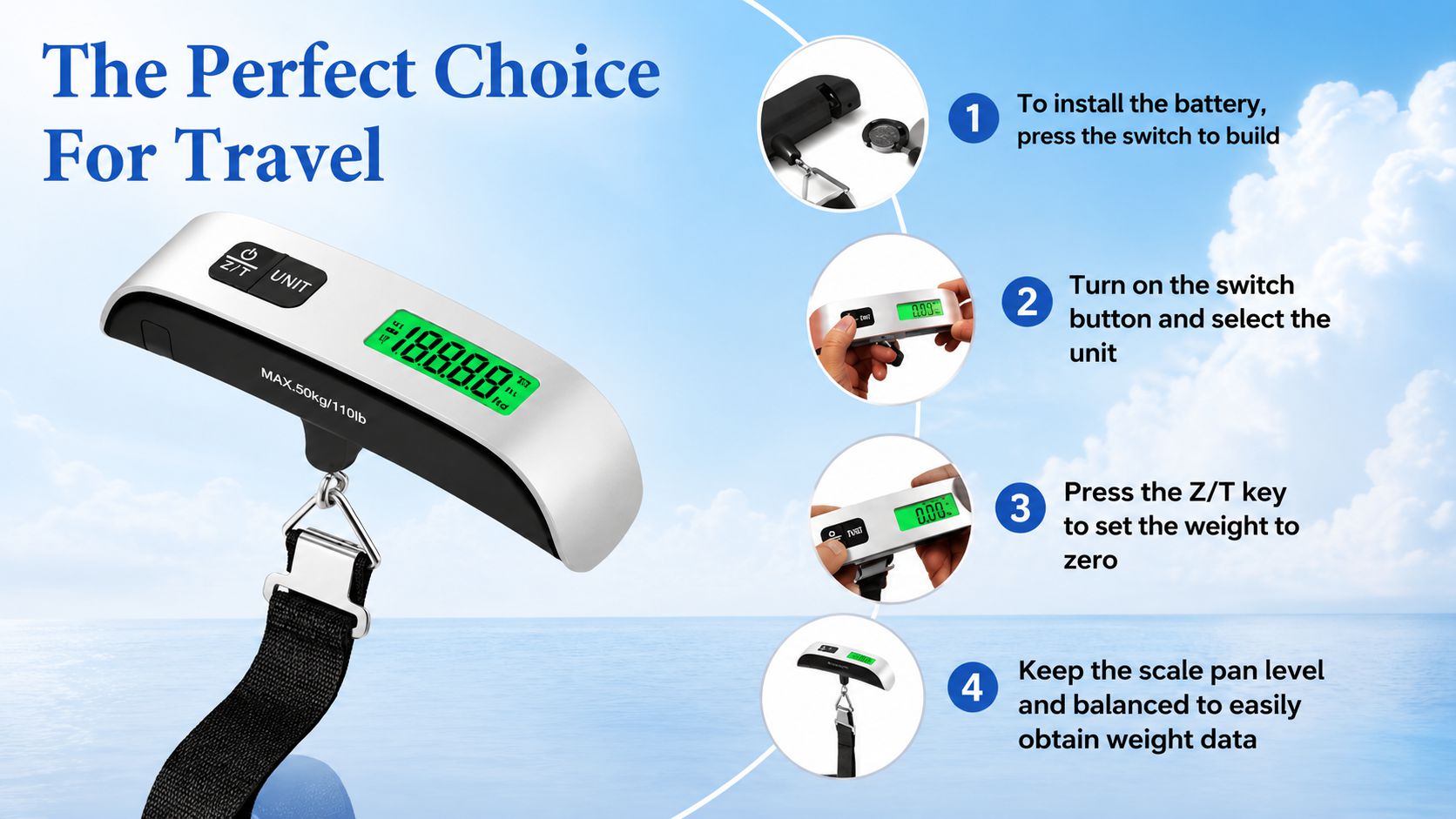 Betterlys™ Digital Luggage Scale – Portable 110 lb / 50 kg Travel Scale